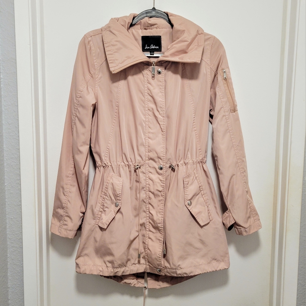 Sam Edelman Lightweight Utility Rain Jacket in Light Blush Pink Women's Small